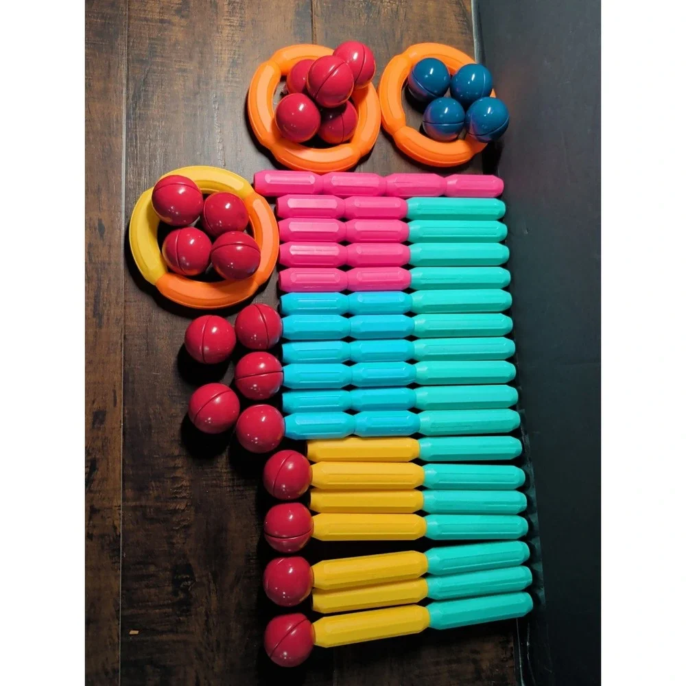 Lot Of 81 Magnetic STEM Buliding Balls & Rods Kids And Learning Toys
